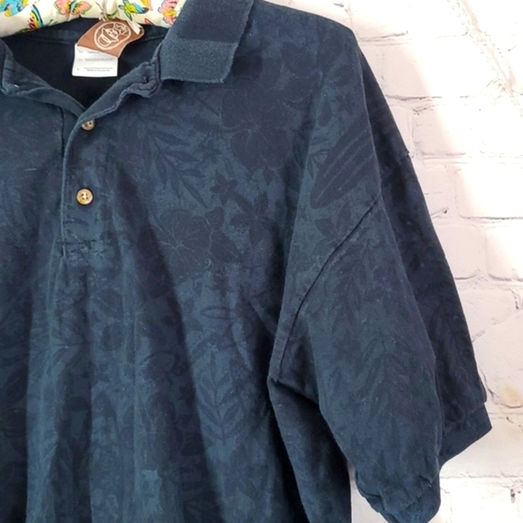 Panama Jack Sea Surf Tropical Beach Print Black Short Sleeve Polo Men's Size L - Picture 8 of 17